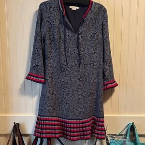 Boden Blue and Pink Patterned Long Sleeve Dress